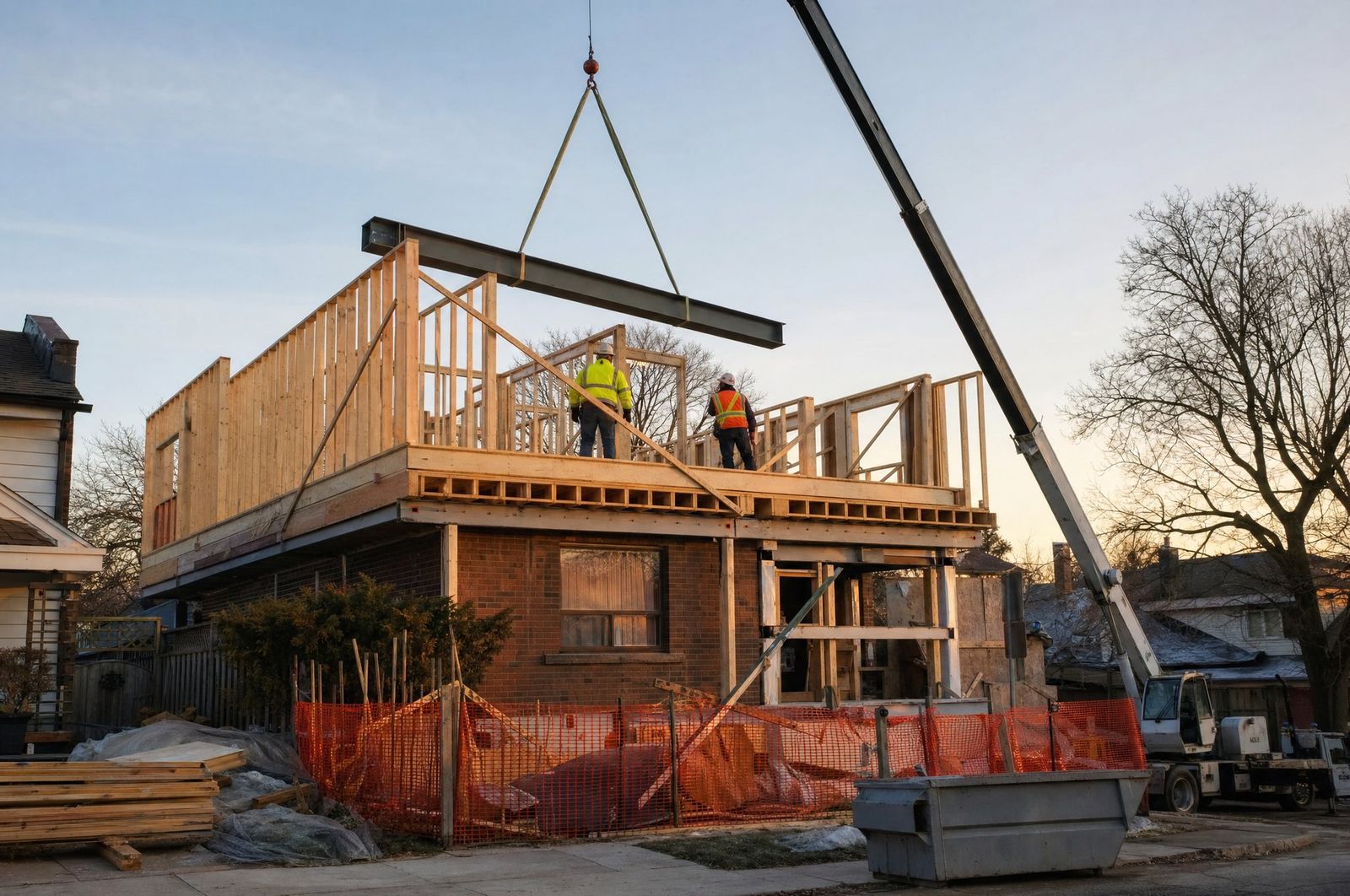 Framing a second storey at golden hour, concept imagery