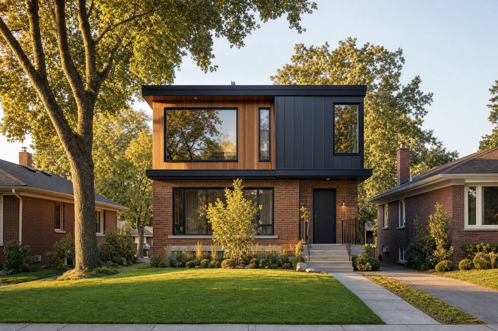 A bungalow with a new modern second storey, concept imagery